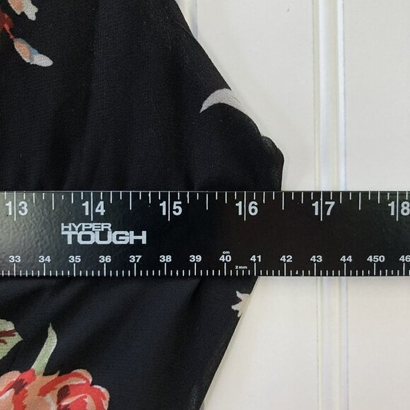 Lulus Black Floral Hi-Low Ruffle Hem Wrap Sleeveless Solid Lined Maxi Dress Sz S - Picture 11 of 12